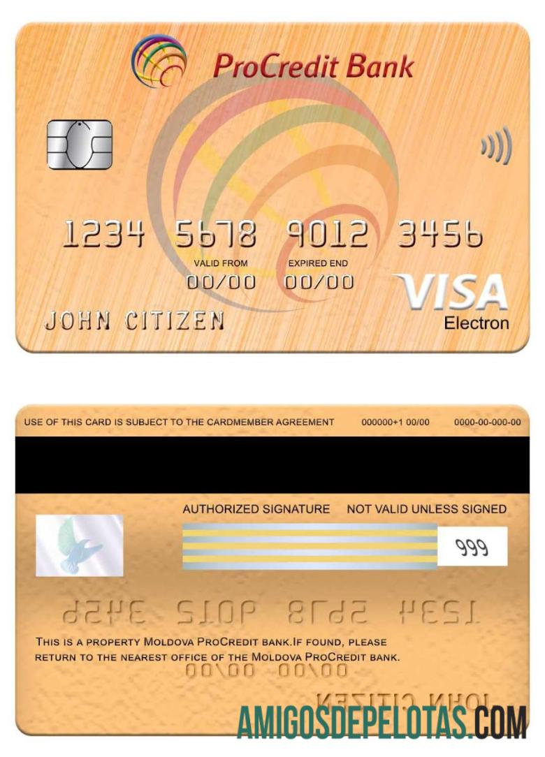 Moldova ProCredit Bank Visa Electron 1 sample
